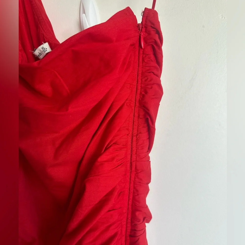 Abercrombie & Fitch Red One-Shoulder Maxi Dress